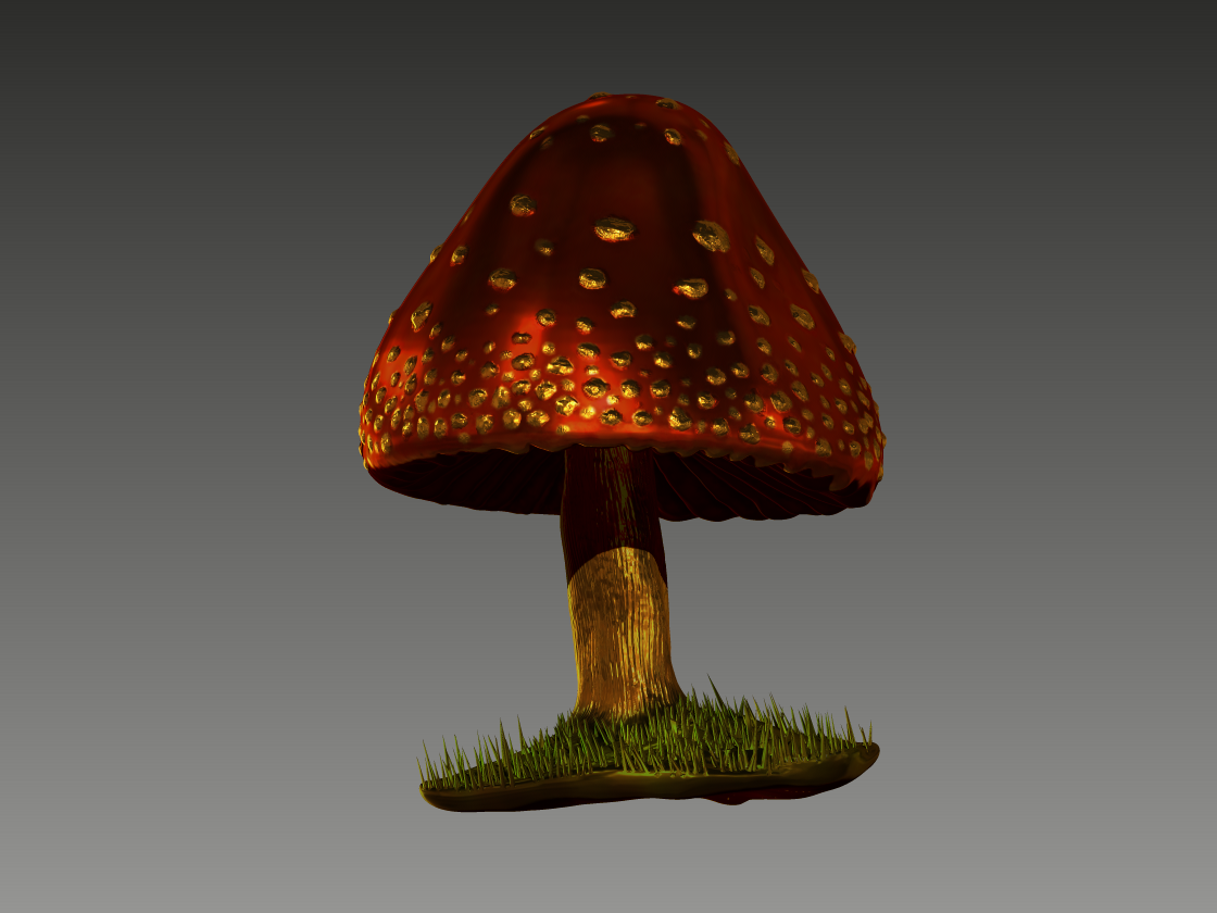 A CG sculpt of a mushroom