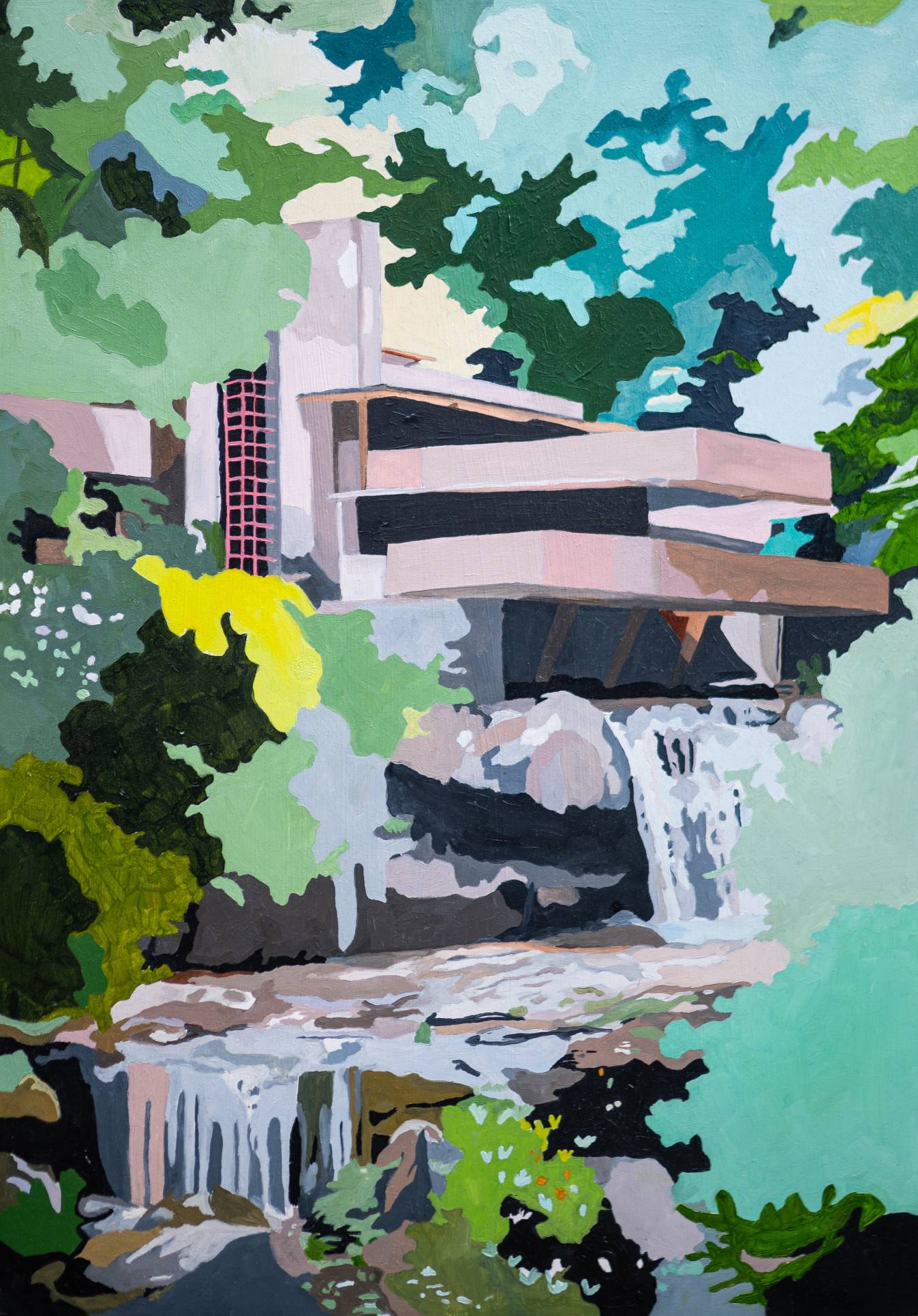 Fallingwater, the view, oil paintingby Jen Maidment