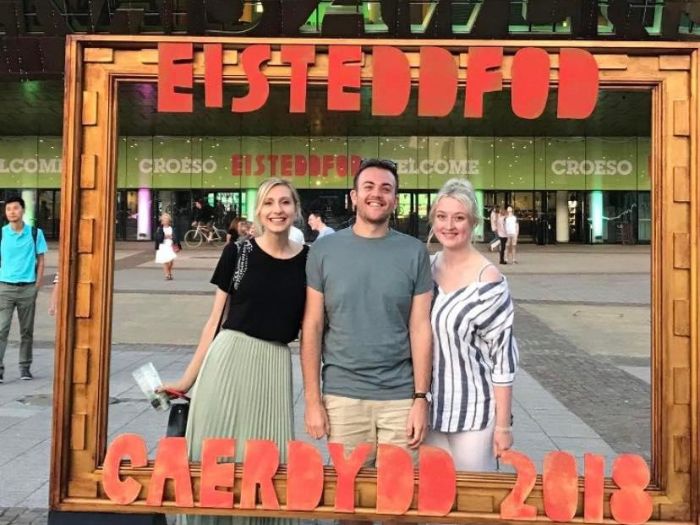 Carys with friends at the Eisteddfod