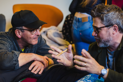 Two men talking at a Creative Cuppa